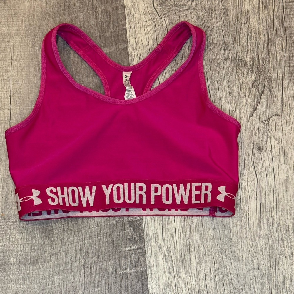 Under Armour Womens Pink Show Your Power Compression Racerback Sports Bra Small